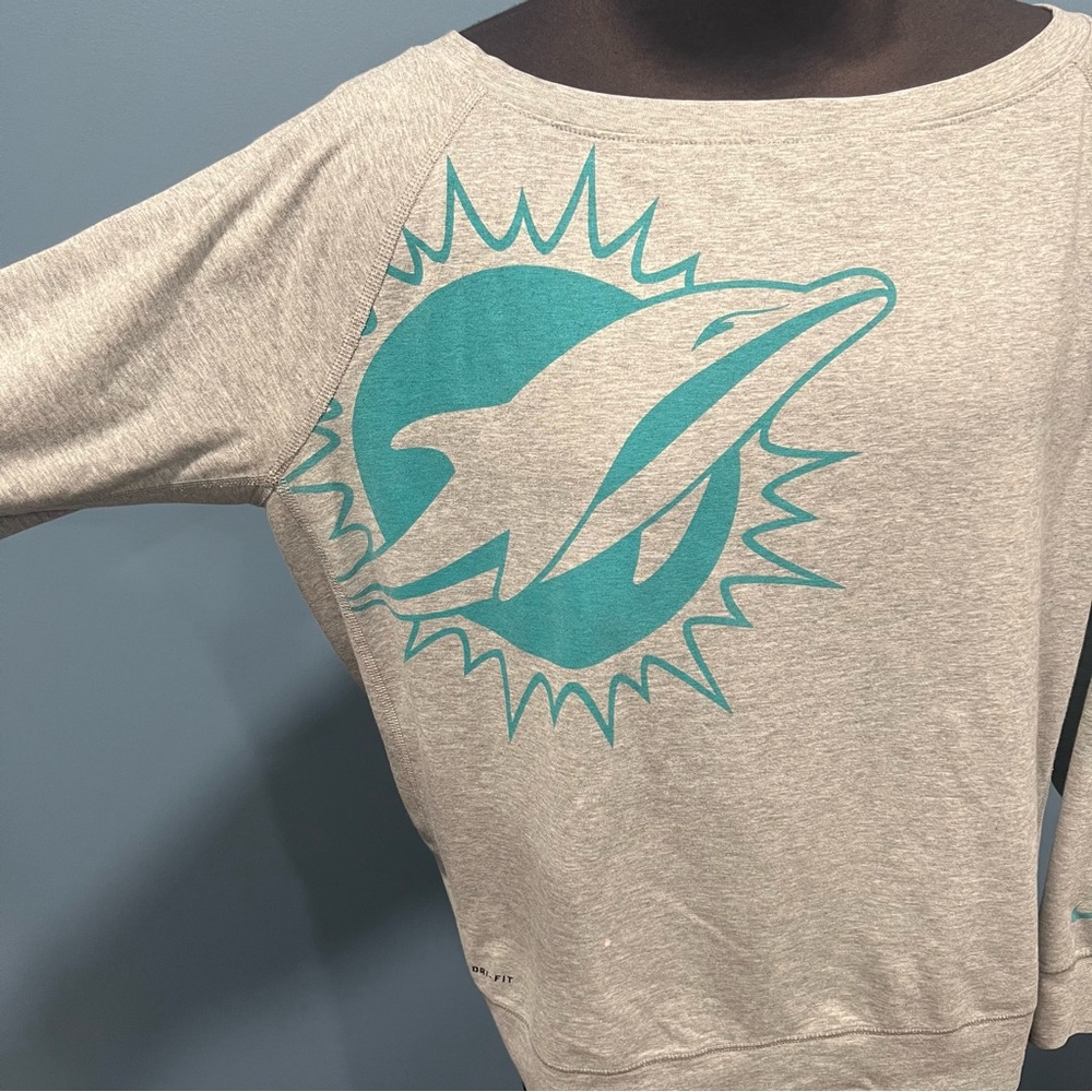 Women’s Nike Dri-fit off shoulder wide neck Miami Dolphins NFL Football shirt XL - Picture 3 of 10